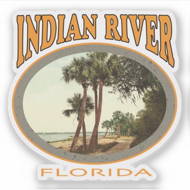 Adesivo Indian River Florida com imagem vintage (Frente)