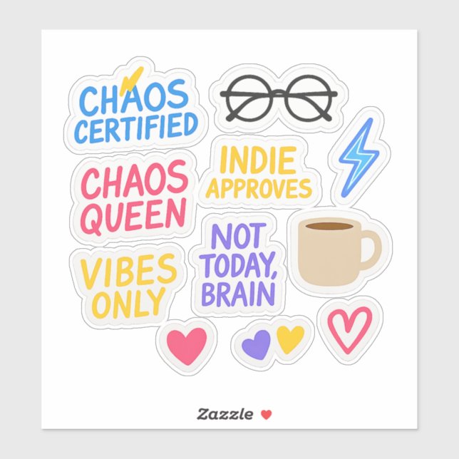 Adesivo Indie Chaos Sticker Pack -10 Die-Cut Vibe Stickers (Folha)