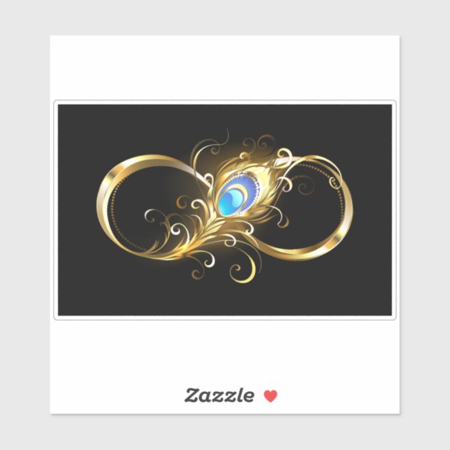 Adesivo Infinidade com a pena Pavão de Ouro (Folha)