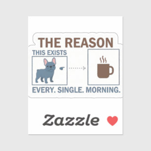 Adesivo Infográfico Divertido de Café por Cachorro Bulldog