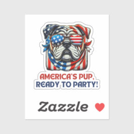 Adesivo Inglês Buldog 4 de julho Merica Sunglass USA