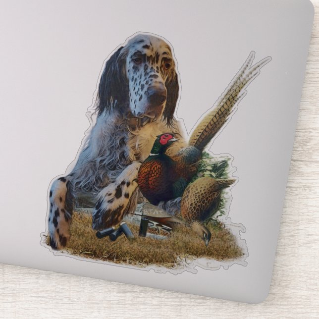 Adesivo Inglês setter com faisões, arte (Detalhe)