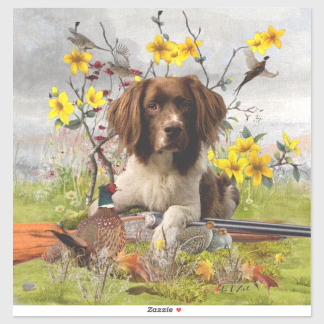 Adesivo Inglês Springer Spaniels, Arte (Folha)
