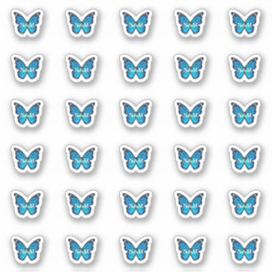 Adesivo Iniciais de Monograma da Borboleta Azul Elegante