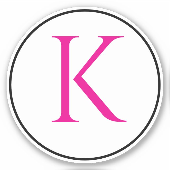 Adesivo Iniciais de Monograma Rosa Preto Branco Simples Mi (Frente)