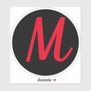 Adesivo Iniciais do Monograma Nome Personalizado Vermelho 