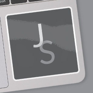 Adesivo Iniciais Monogramas Sobrepostos Modernos   Cinza