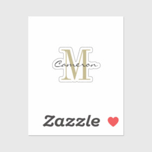 Adesivo Inicial do Monograma Dourado e Nome Personalizado