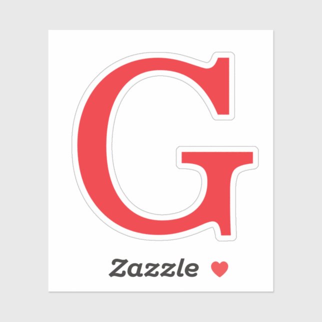 Adesivo Initial Letter Monogram Red White Plain Simple (Folha)