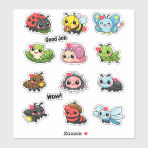 Adesivo Insetos e Bichinhos Fofos Kawaii Recompensa para E