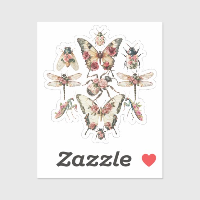 Adesivo Insetos Florais (Folha)