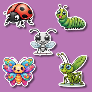 Adesivo Insetos Kawaii Cute Definidos à Prova de Água