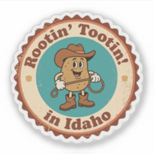 Adesivo Insígnia Excêntrica de Idaho_ Batata Cowboy com La