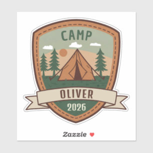Adesivo Insígnia Personalizada de Acampamento Vintage
