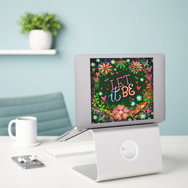 Adesivo Inspiração Floral Divertida Que Seja Inspirador (Laptop na mesa)