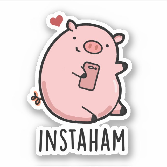Adesivo Instaham Funny Social Media Pig Pun (Frente)