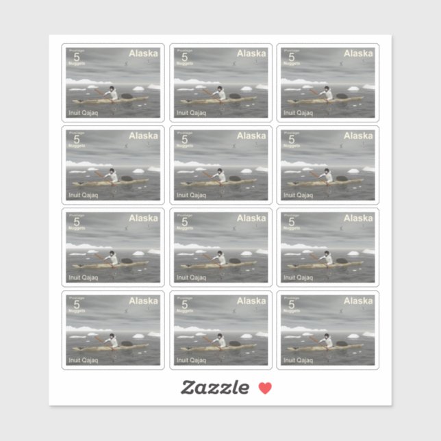 Adesivo Inuit Kayak - Postage do Alasca (Folha)