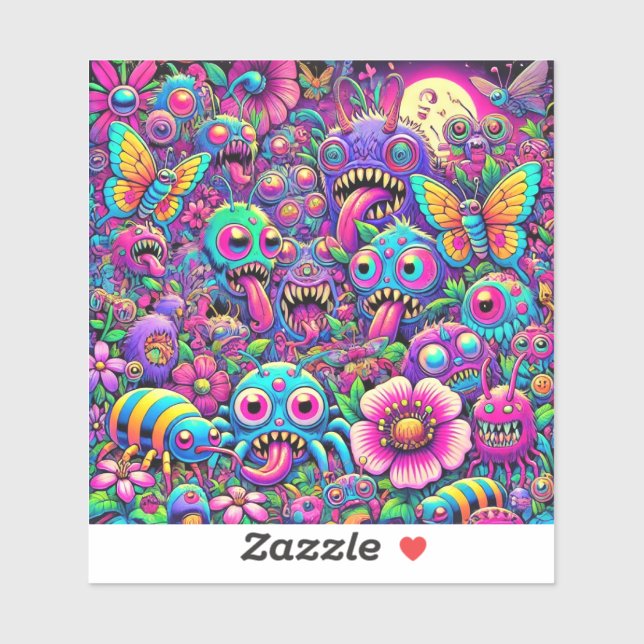 Adesivo Invasão do Inseto Neon (Folha)