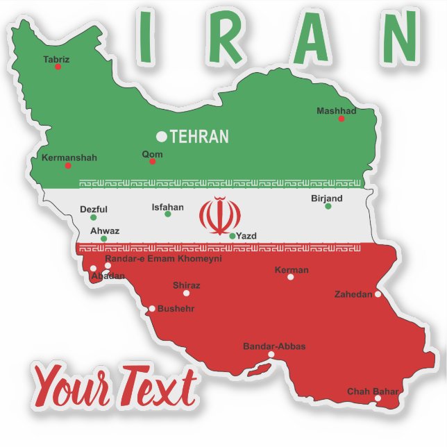 Adesivo Iran Map with Flag and Emblem (Frente)