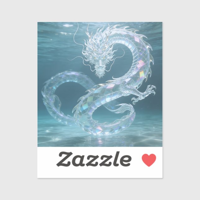 Adesivo Iridescent Water Dragon Art Fantasy Dragon Design  (Folha)