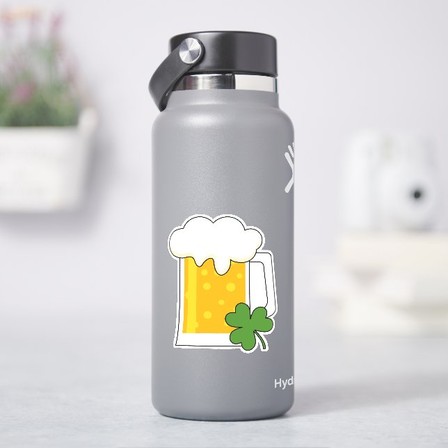 Adesivo Irish Beer Mug com Shamrock Clover (HidroFlask)