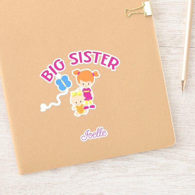 Adesivo Irmã Grande com Vinheta Personalizada da Irmã Bebê (Notebook)