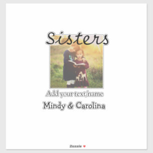 Adesivo Irmãs besties BFF adiciona nome de foto família