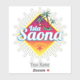 Adesivo Isla Saona Caribe Retro República Dominicana