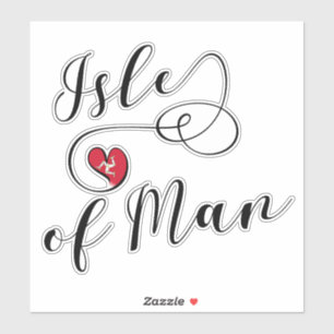 Adesivo Isle of Man Flag in A Heart, Mann Sticker
