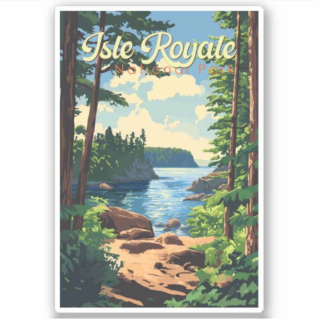 Adesivo Isle Royale National Park Ilustration Viagem Art (Frente)