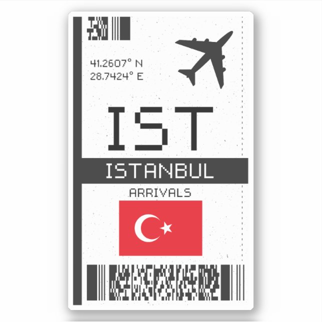 Adesivo IST Istambul Embarque Passagem - Turquia Viagem (Frente)