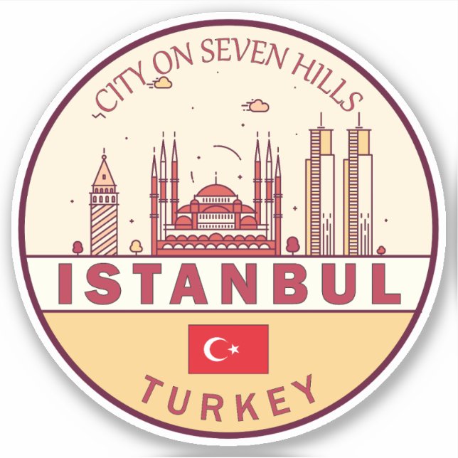 Adesivo Istambul Turquia Cidade Skyline Emblem (Frente)