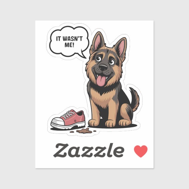 Adesivo It Wasn't Me Funny German Shepherd Puppy Destroyed (Folha)