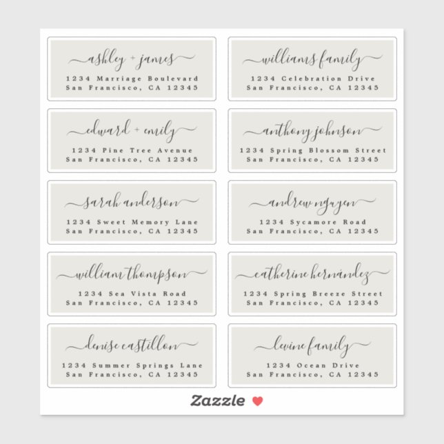 Adesivo Ivory Wedding Guest Address Labels (Folha)