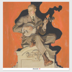 Adesivo J.C. Leyendecker Tocador de Banjo 1920 Arte Deco A