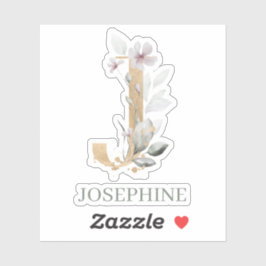Adesivo J Monograma Floral Personalizado