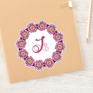 Adesivo J Monograma Ornado Com Flores De Boho Cute Bonito