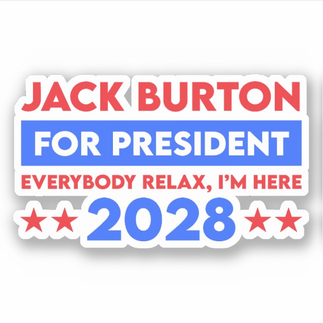 Adesivo Jack Burton Para Presidente 2028 (Frente)