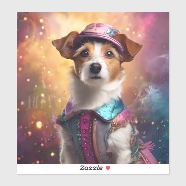 Adesivo Jack Russell em Figurino Vibrante (Folha)