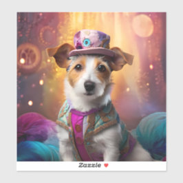 Adesivo Jack Russell em uma fantasia colorida