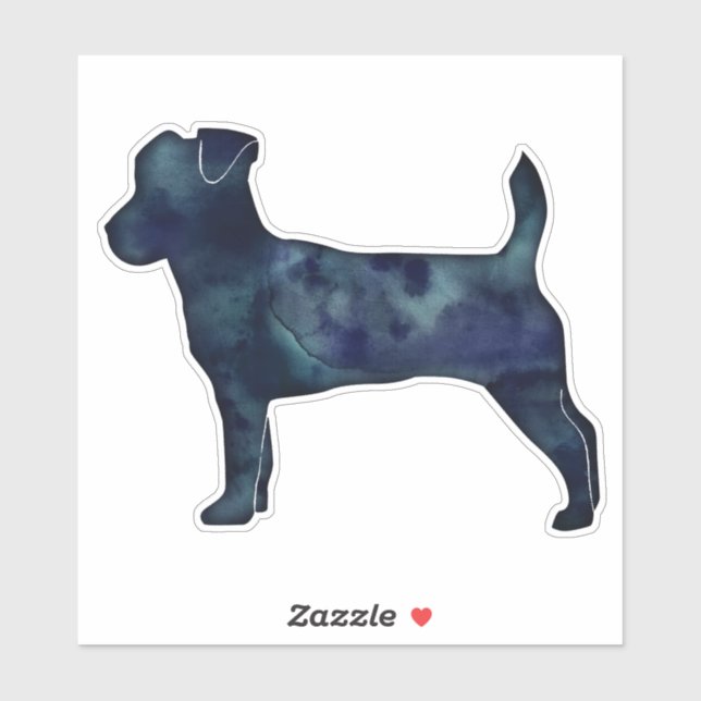 Adesivo Jack Russell Terrier Black Watercolor Silhouette (Folha)