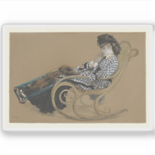 Adesivo Jacques J. Tissot - Jovem Mulher em Cadeira Rockin
