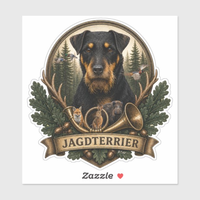 Adesivo Jagdterrier ,  Logotipo de Caça (Folha)