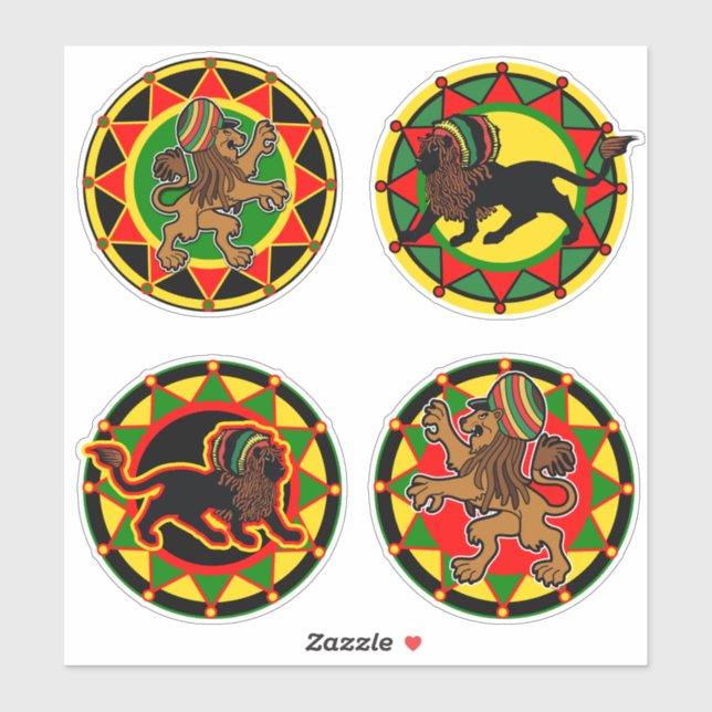 Adesivo Jah King Rasta Lion Collection 3 Art Stickers (Folha)