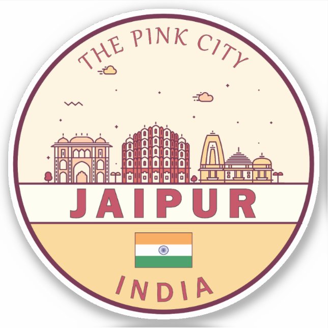 Adesivo Jaipur India City Skyline Emblem (Frente)