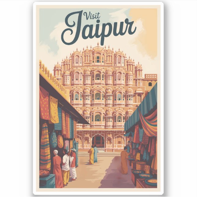 Adesivo Jaipur India Hawa Mahal Ilustração Viagem Art (Frente)