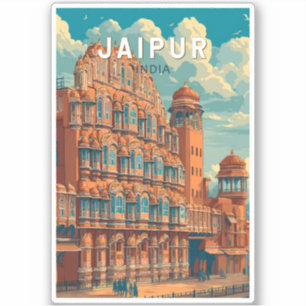Adesivo Jaipur India Illustração Viagem Art Vintage