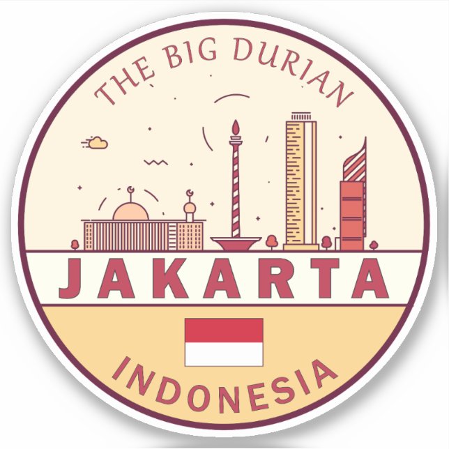 Adesivo Jakarta Indonesia Skyline Emblem (Frente)