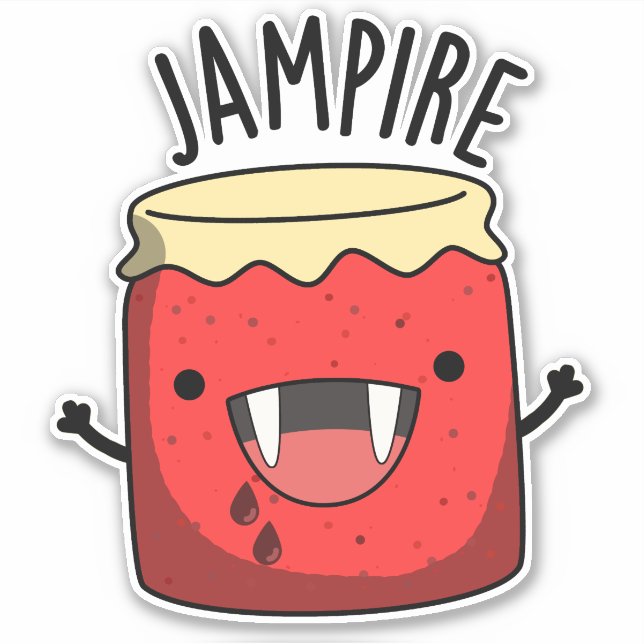 Adesivo Jam Pire Funny Vampire Jam Pun (Frente)