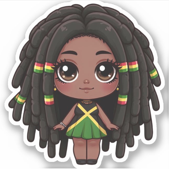 Adesivo Jamaican Girl com Dreadlocks (Frente)